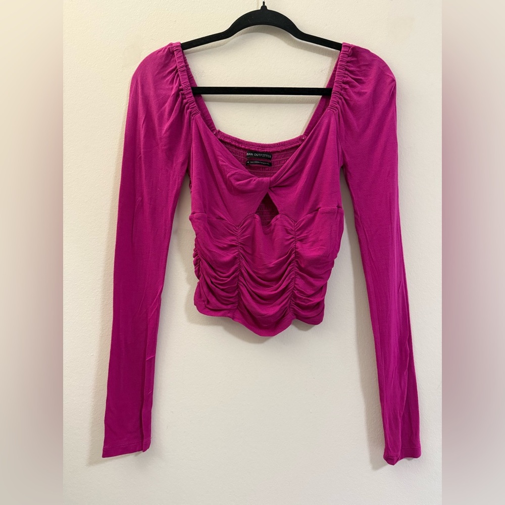 Urban Outfitters Pink Long Sleeve Crop Top